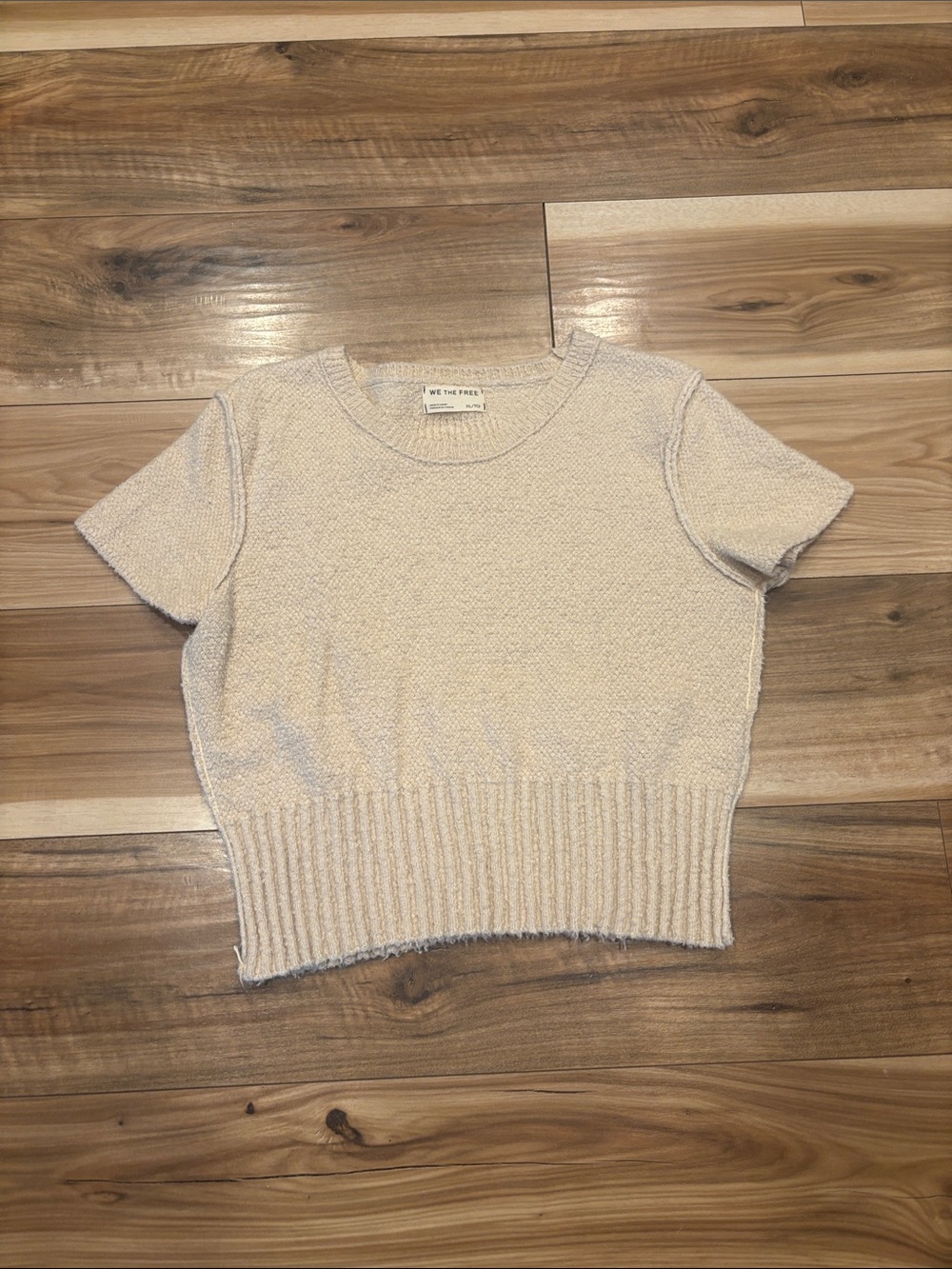 We The Free Cream Textured Short-Sleeve Sweater